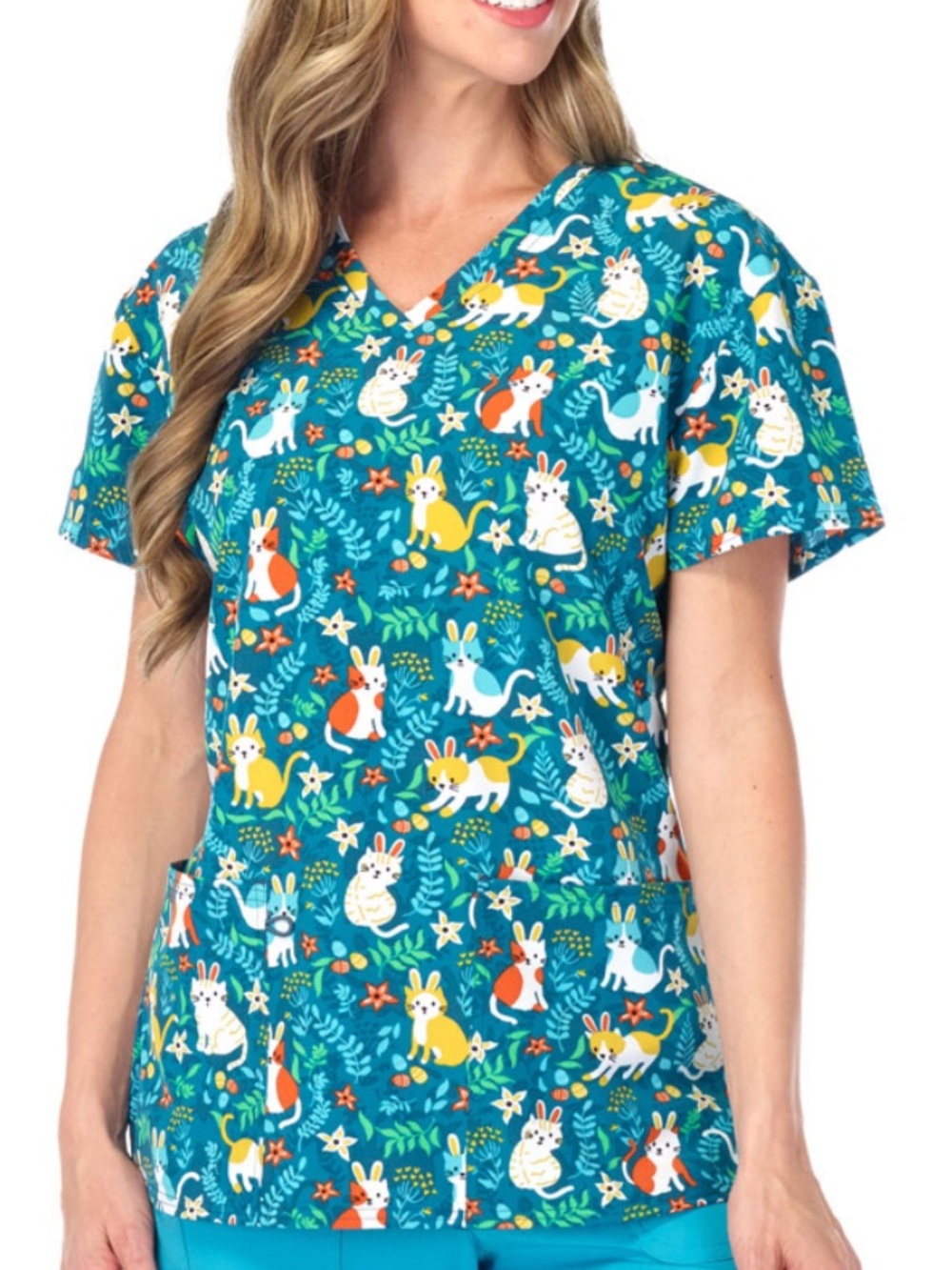 NWT Women’s Large Hoppy Kitty Scrubfinity PerformX Scrub Top